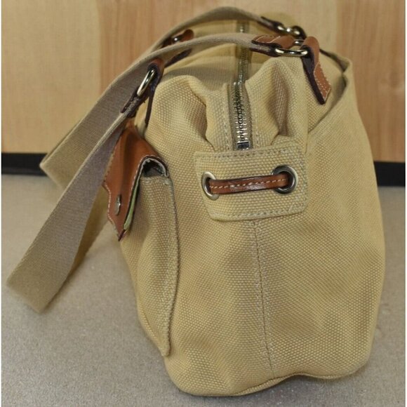 Fossil Womens Canvas/Leather Tan Front Flap Front Pockets Crossbody Purse - Picture 4 of 10